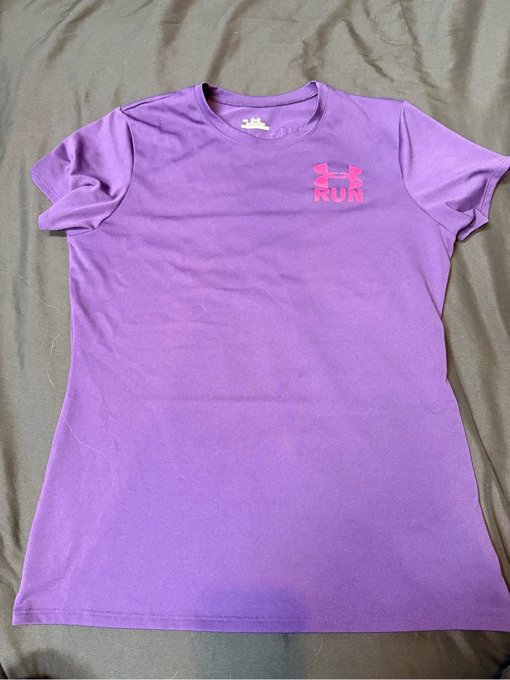Under Armour Purple HeatGear “Run” Shirt with Pink Accent